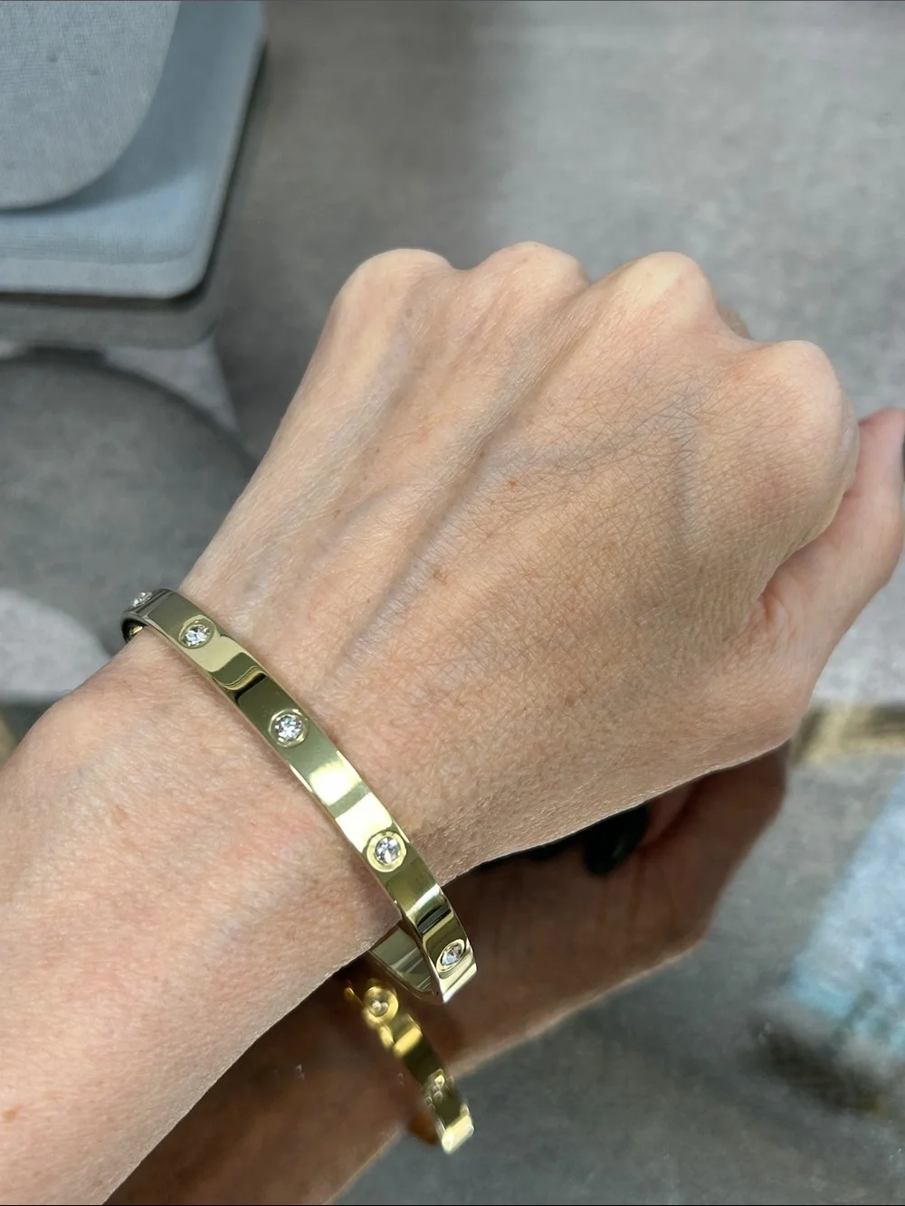 Gold Crystal-Studded Bangle Bracelet